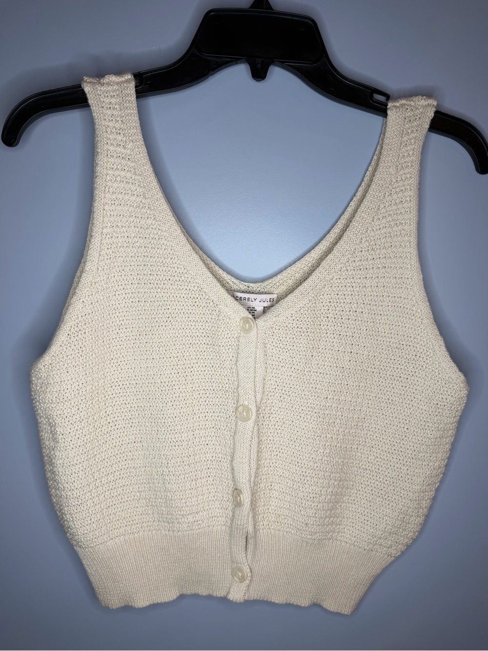 Sincerely Jules Cream Knit Button-Front Tank Top